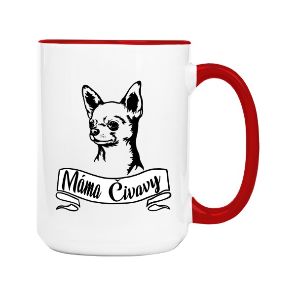 Hrnek velký barevný s potiskem Čivava máma na hrnku