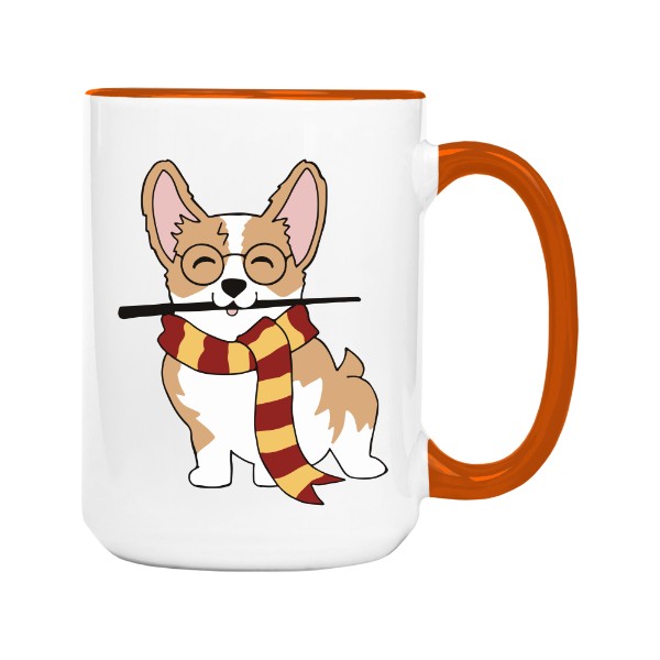 Hrnek velký barevný s potiskem Corgi Potter