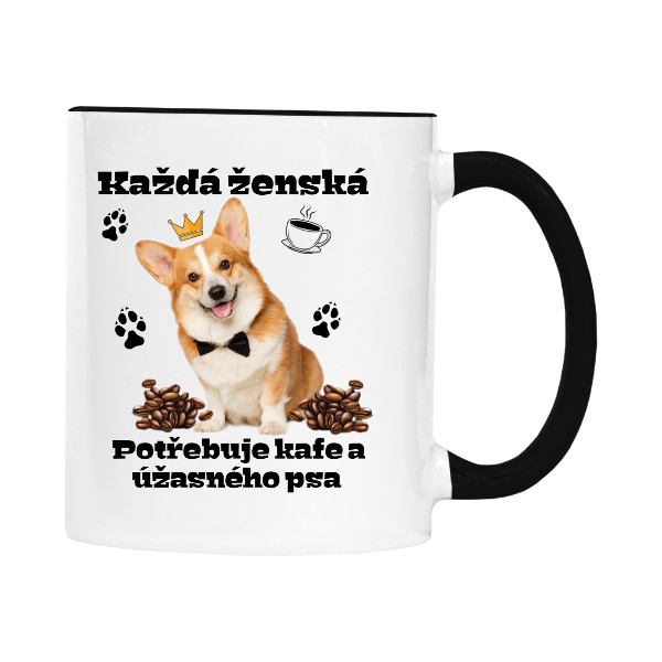 Corgi s motýlkem a korunou