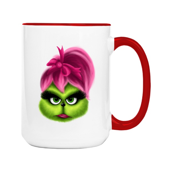 Hrnek velký barevný s potiskem Grinch woman