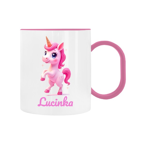 Dětský hrnek plastový s potiskem Jednorožec se jménem 