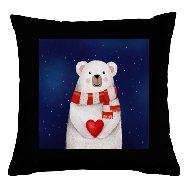 Polštář bavlněný  s potiskem Medvěd se srdcem