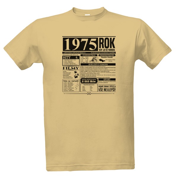 Tričko s potiskem Narozeninové noviny 1975