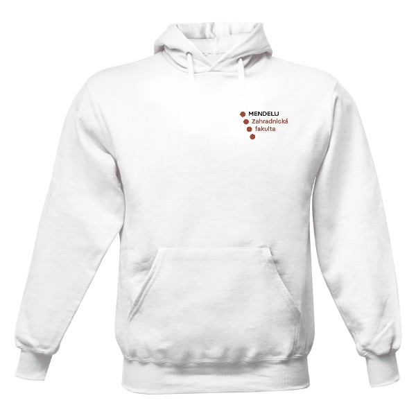Pánská mikina s kapucí bílá | Zahradnická fakulta MENDELU