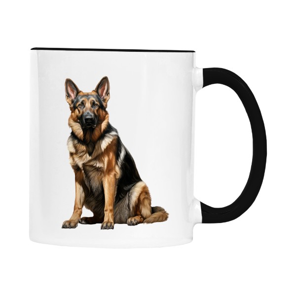 Hrnek malý barevný s potiskem Sedící Něm. ovčák