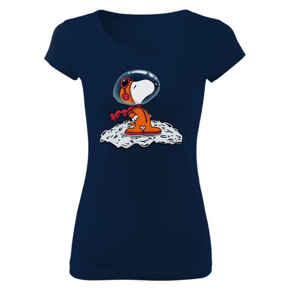 Tričko s potiskem Snoopy na měsíci ve vesmíru