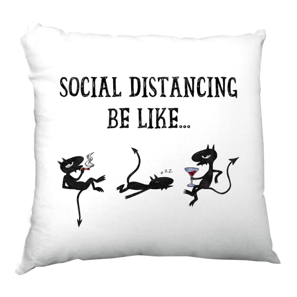 Polštář saténový s potiskem Social distancing 