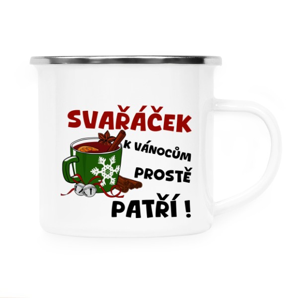 Plecháček - nerezový lem s potiskem Svařáček Vánoce
